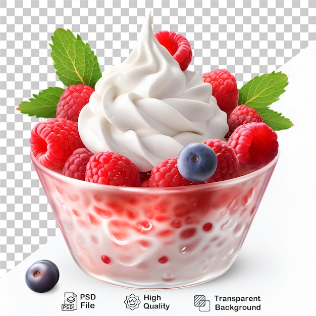 PSD delicious ice cream in cup with berries isolated on transparent background include png file