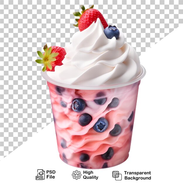 delicious ice cream in cup with berries isolated on transparent background include png file