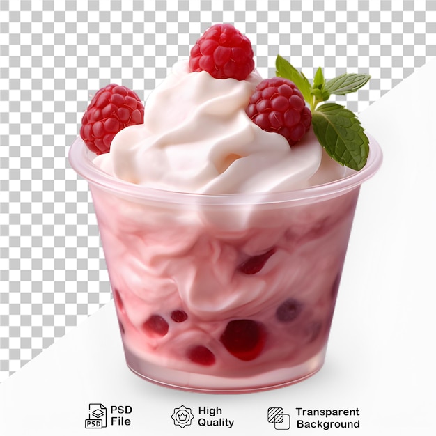 Delicious ice cream in cup with berries isolated on transparent background include png file