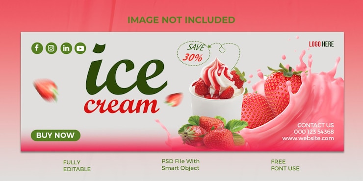 PSD delicious ice cream facebook cover template