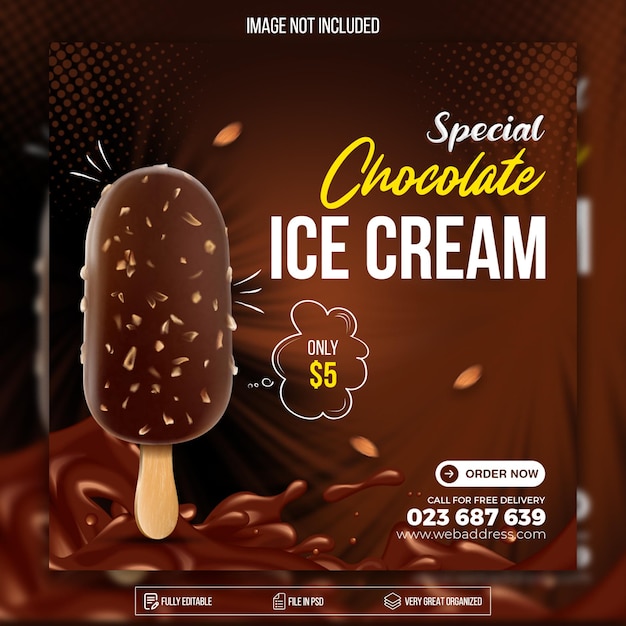 PSD delicious ice cream social media banner post design template premium psd