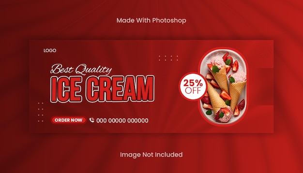 PSD delicious ice cream social media cover or facebook cover design