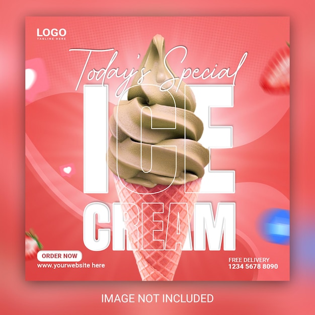 PSD delicious ice cream social media post banner design templates