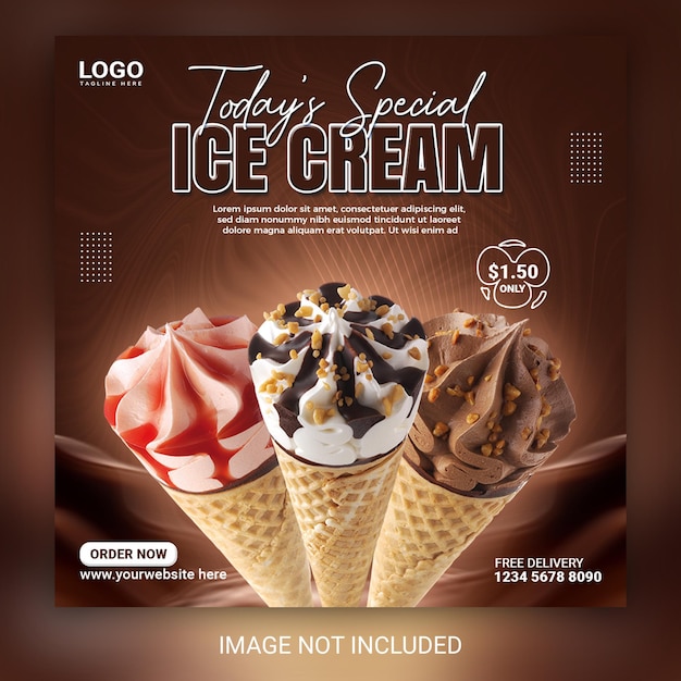 Delicious ice cream social media post banner design templates