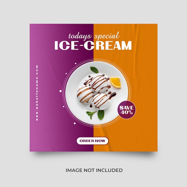 PSD delicious ice-cream social media post template design.