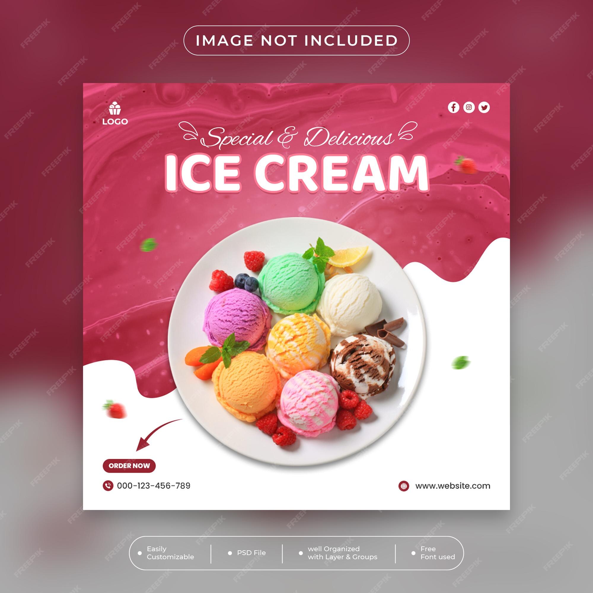 Premium PSD  Delicious dessert ice cream for social media