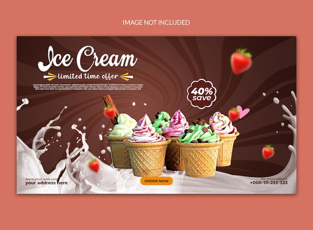 PSD delicious icecream social media web banner design.