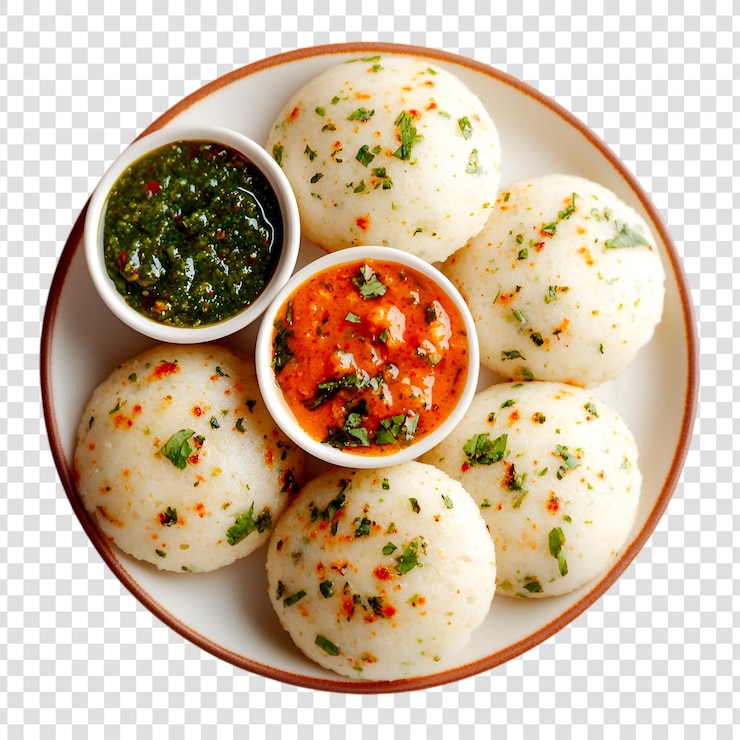 PSD delicious idli with chutneys south indian breakfast food
