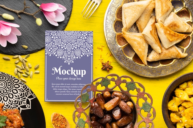 PSD delicious indian food with mockup