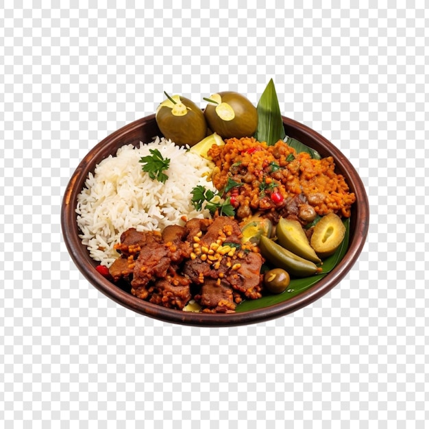 맛있는 이란 음식 접시  고기 피클과 커리