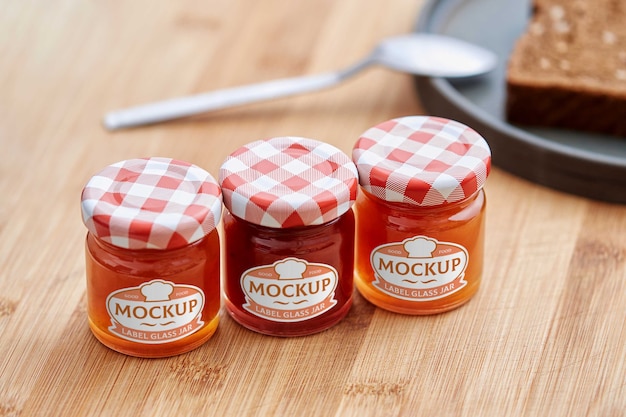 PSD delicious jam in glass jar with label