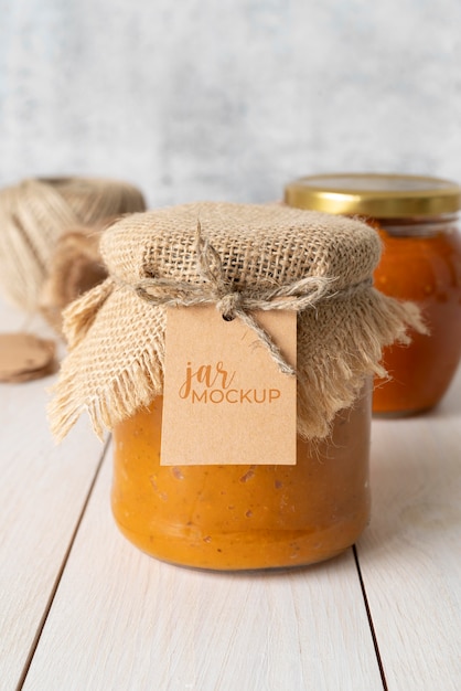 PSD delicious jam jar label mockup