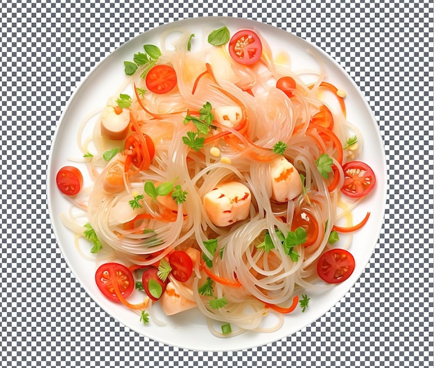 Вкусный салат из медуз, выделенный на прозрачном фоне