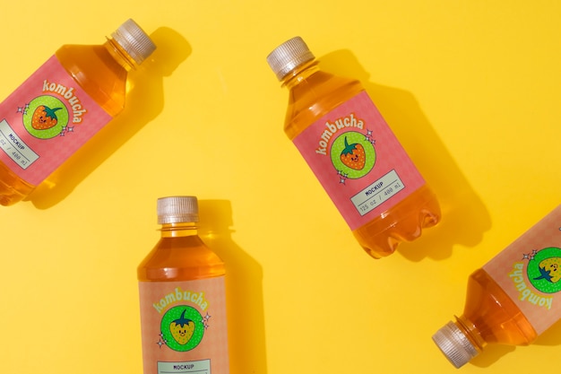 PSD delicious kombucha drink packaging mockup