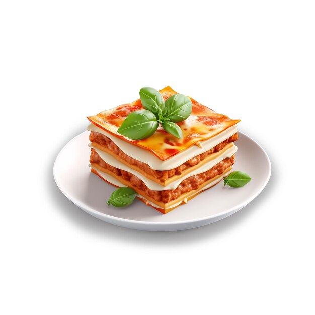 PSD delicious lasagna isolated on white