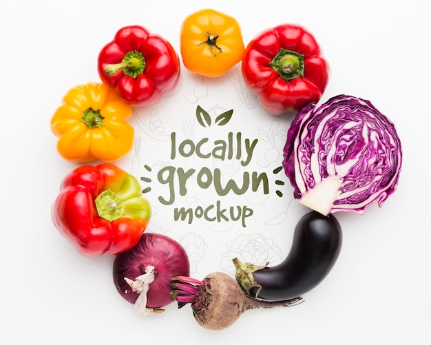 PSD delicious locally grown veggies mock-up