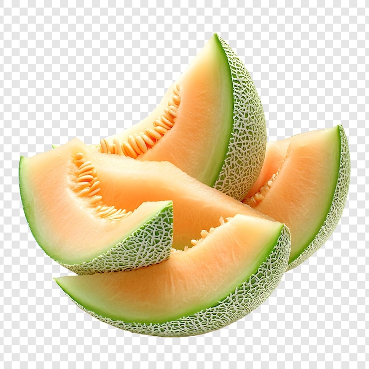 맛있게 보이는 멜론 조각 들 이 투명 한 배경 에