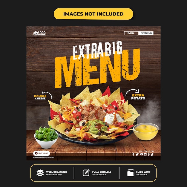 Delicious menu social media instagram post banner template