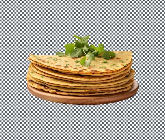 PSD delicious methi paratha flat bread isolated on transparent background