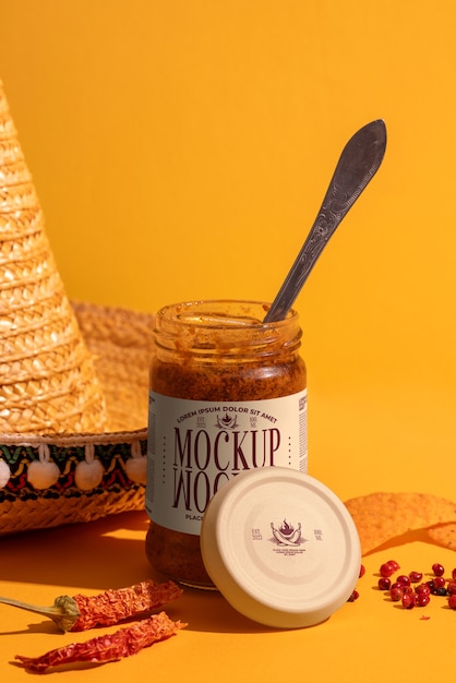 Delicious mexican chili packaging mockup