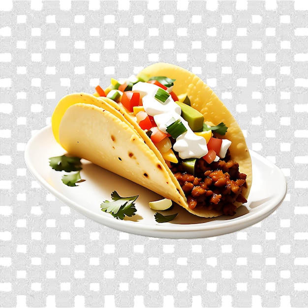 PSD delicious mexican tacos with beef and salad on a transparent background ai generated