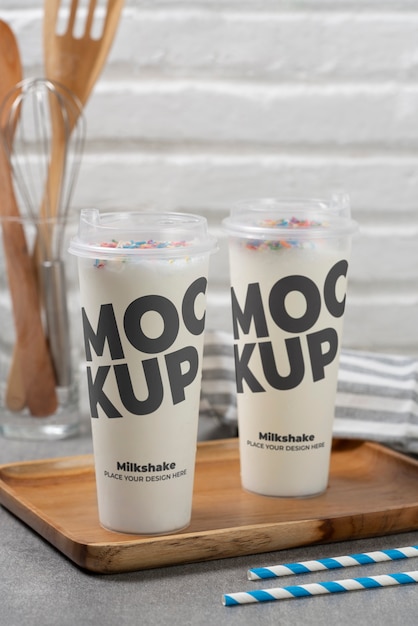 PSD delicious milkshake beverage in plastic cup