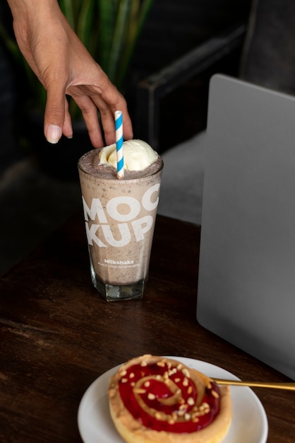 Delicious milkshake cup mockup