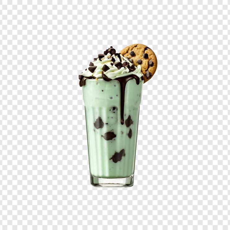 PSD delicious mint chocolate chip cookie milkshake dessert treat