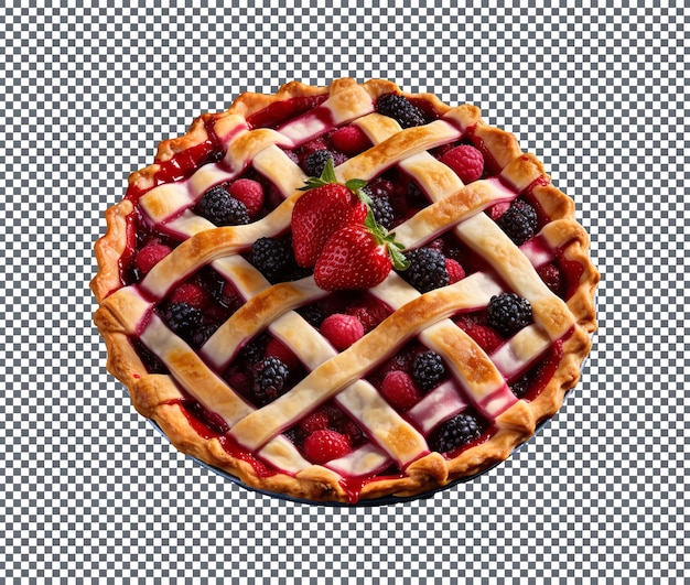 delicious mixed berry pie isolated on transparent background
