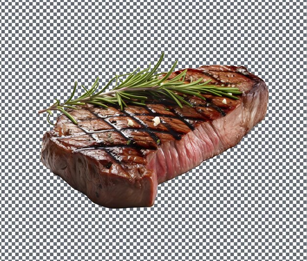 Delicious new york strip steak isolated on transparent background