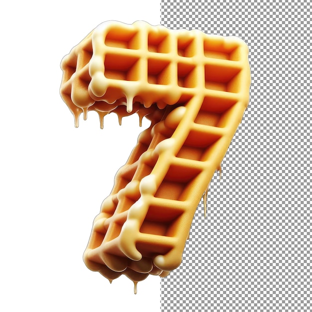 PSD delicious numeracy singular 3d waffle number shining against transparency