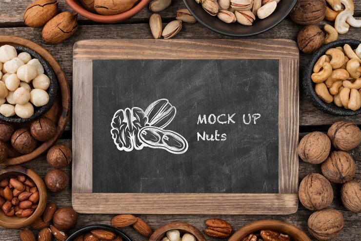 PSD delicious nuts concept mock-up