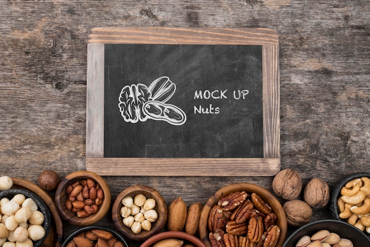 PSD delicious nuts concept mock-up