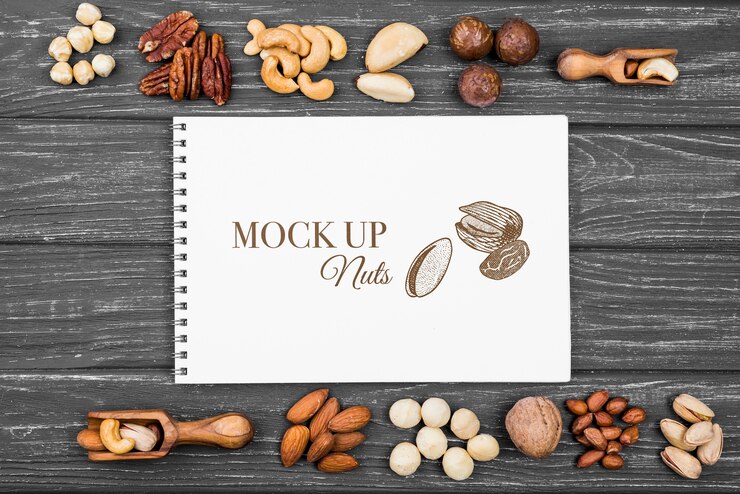 PSD delicious nuts concept mock-up
