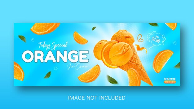 PSD delicious orange ice cream cone social media banner instagram post design template