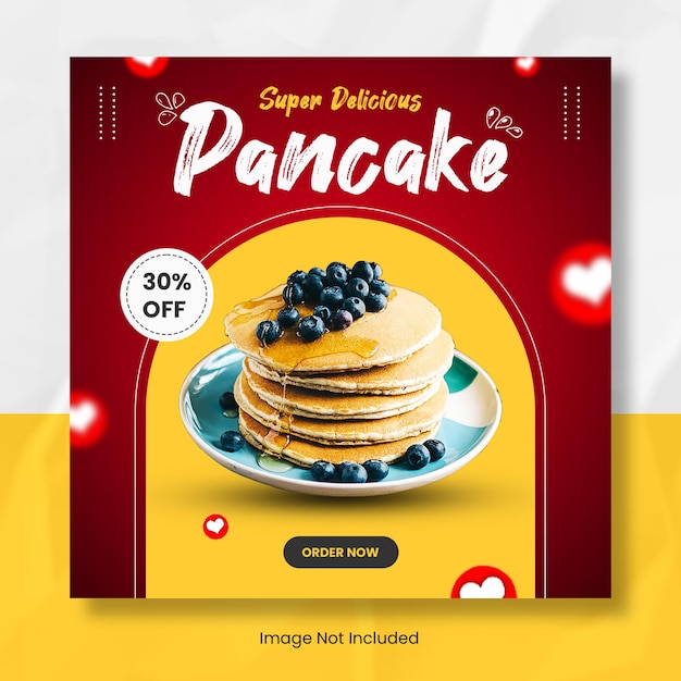 PSD modello di banner post instagram di pancake delizioso