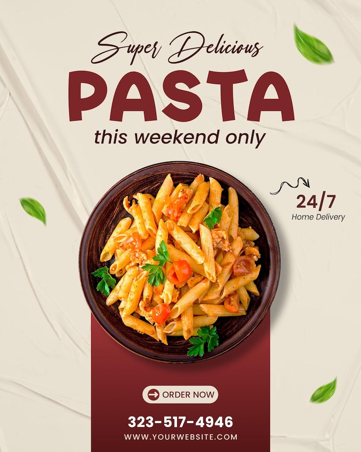 PSD パスタ ソーシャルメディア レストラン 投稿デザイン テンプレート