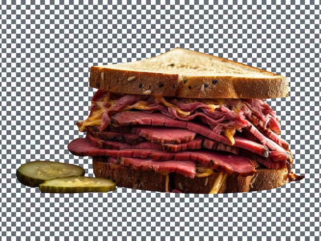 Delicious pastrami sandwich isolated on transparent background