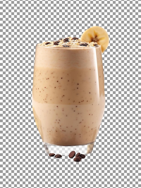 PSD delicious peanut butter and banana chocolate smoothie isolated on transparent background