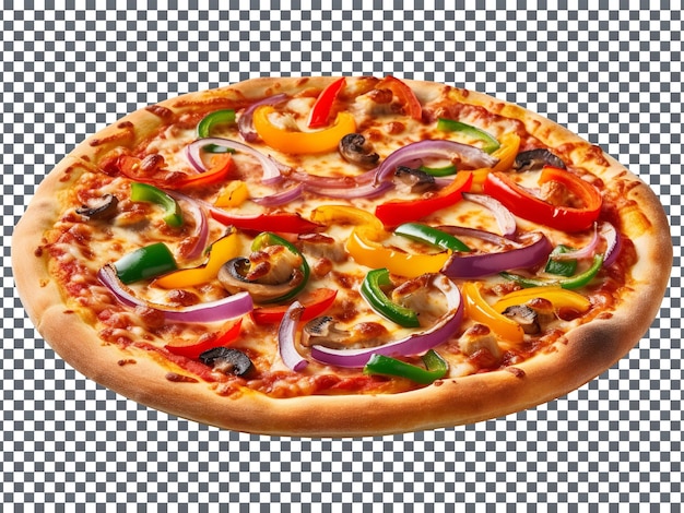 PSD delicious pepper and onion pizza isolated on transparent background