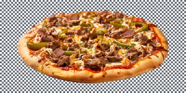 PSD delicious philly cheesesteak pizza isolated on transparent background