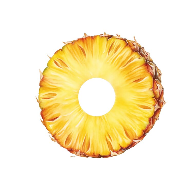 PSD delicious pineapple slice isolated on white