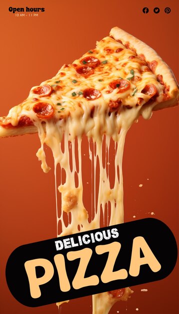 PSD Вкусная пицца и дизайн шаблона еды