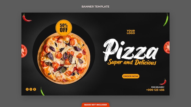 PSD Шаблон баннера вкусной пиццы