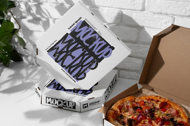 PSD delicious pizza box mockup