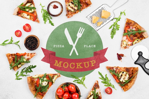 PSD mock-up di concetto di pizza deliziosa