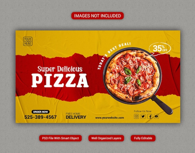 delicious pizza and food menu social media banner or instagram post template