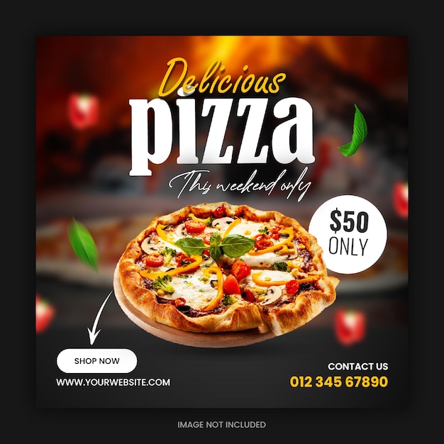 PSD delicious pizza and food menu social media banner template