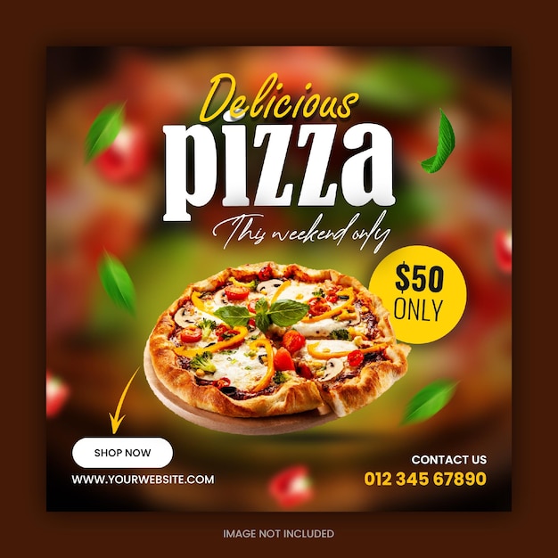 PSD delicious pizza and food menu social media banner template