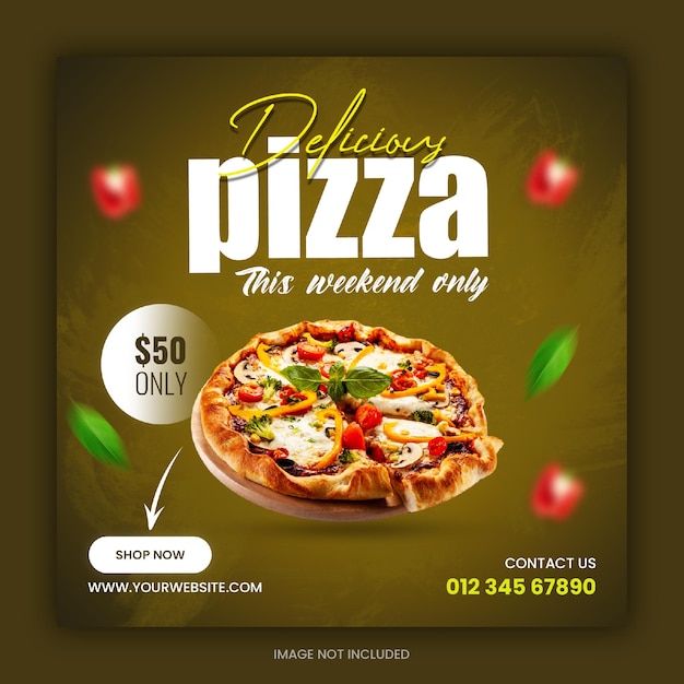 PSD delicious pizza and food menu social media banner template